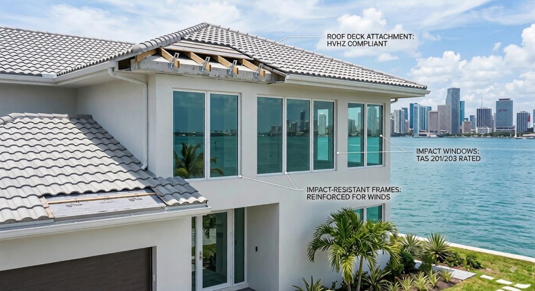 Miami home showing compliance with HVHZ standards.